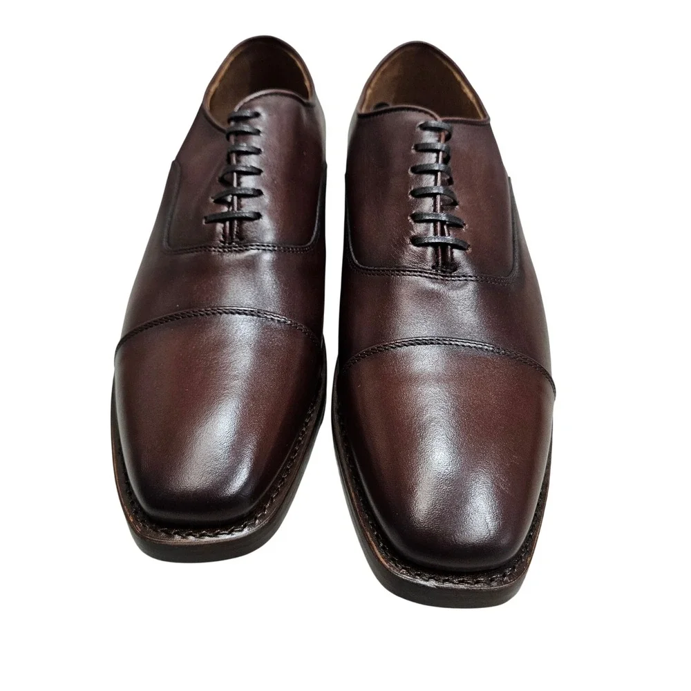 Thursday Executive Oxford Shoes Mens 9.5 Mahogany Brown Leather Cap Toe Dress